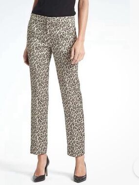 Banana Republic Leopard Print Straight Leg Cropped Pants